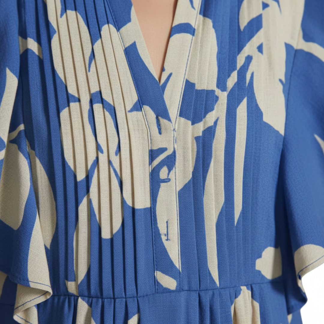 Sheila | Women's Floral Maxi Dress with Ruffle Sleeves-Metro Lane Plaza