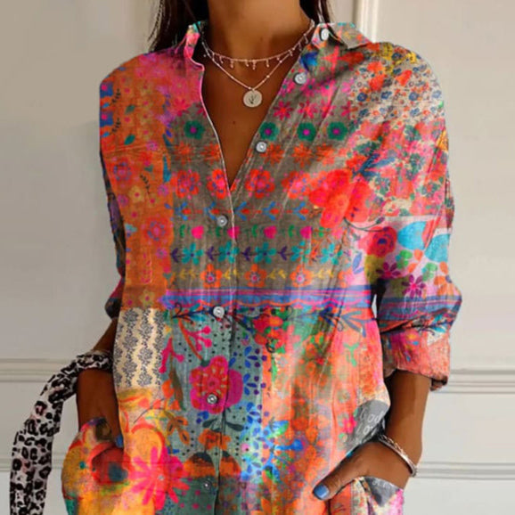 Iva | Women's Elegant Floral Print Blouse-Metro Lane Plaza