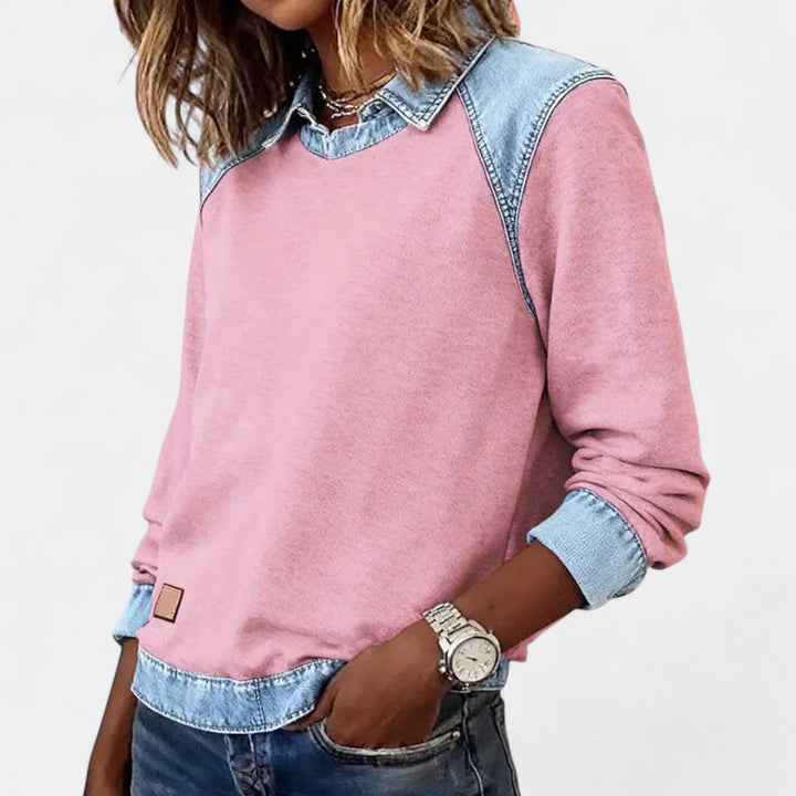 Ledig sweatshirt med långa ärmar för kvinnor