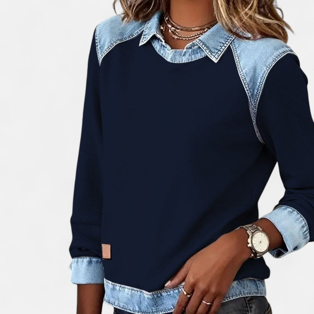 Ledig sweatshirt med långa ärmar för kvinnor