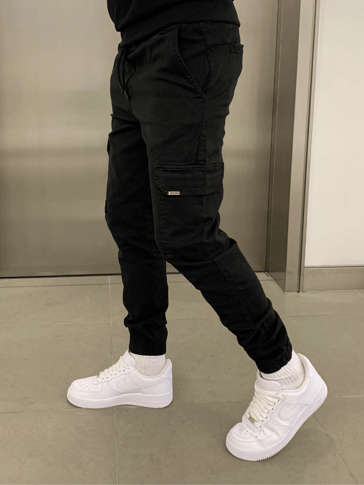 James | Men's Slim Cargo Jogger Pants with Adjustable Waist and Pockets-Metro Lane Plaza