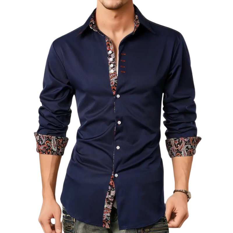 Men's Stylish Shirt with Paisley Design Accent-Metro Lane Plaza