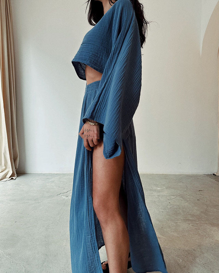 Sylvia | Women's Gauze Two-Piece Outfit-Metro Lane Plaza