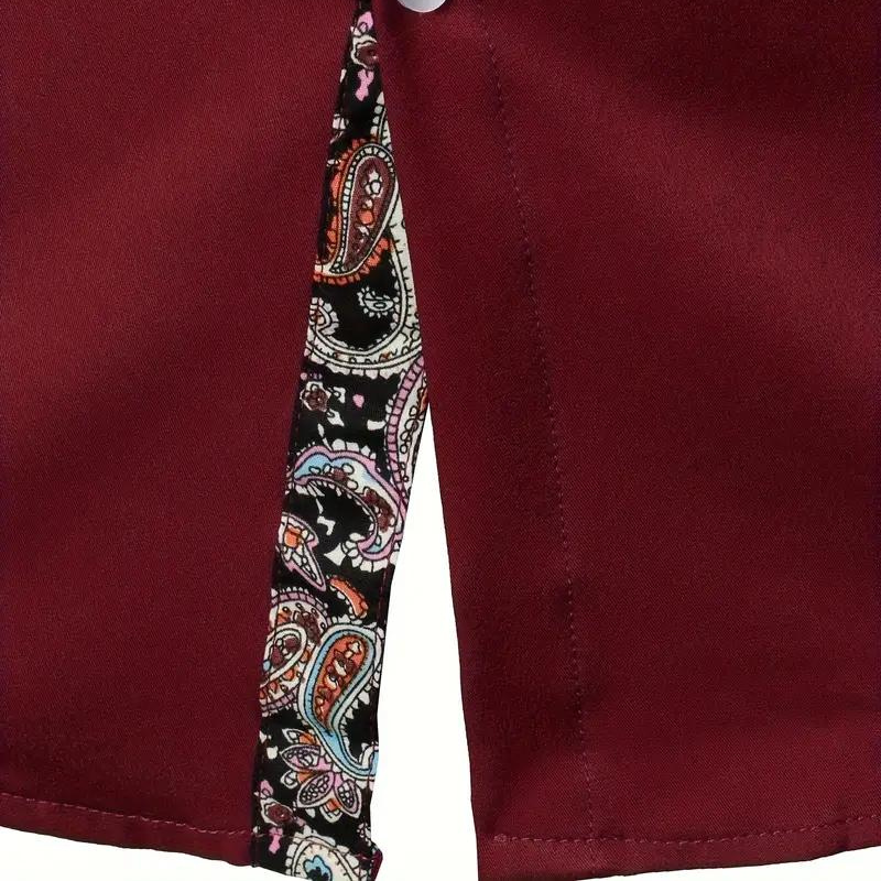 Men's Stylish Shirt with Paisley Design Accent-Metro Lane Plaza