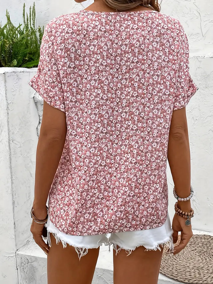 Women's Floral Button-Up Blouse Casual Summer Top-Metro Lane Plaza