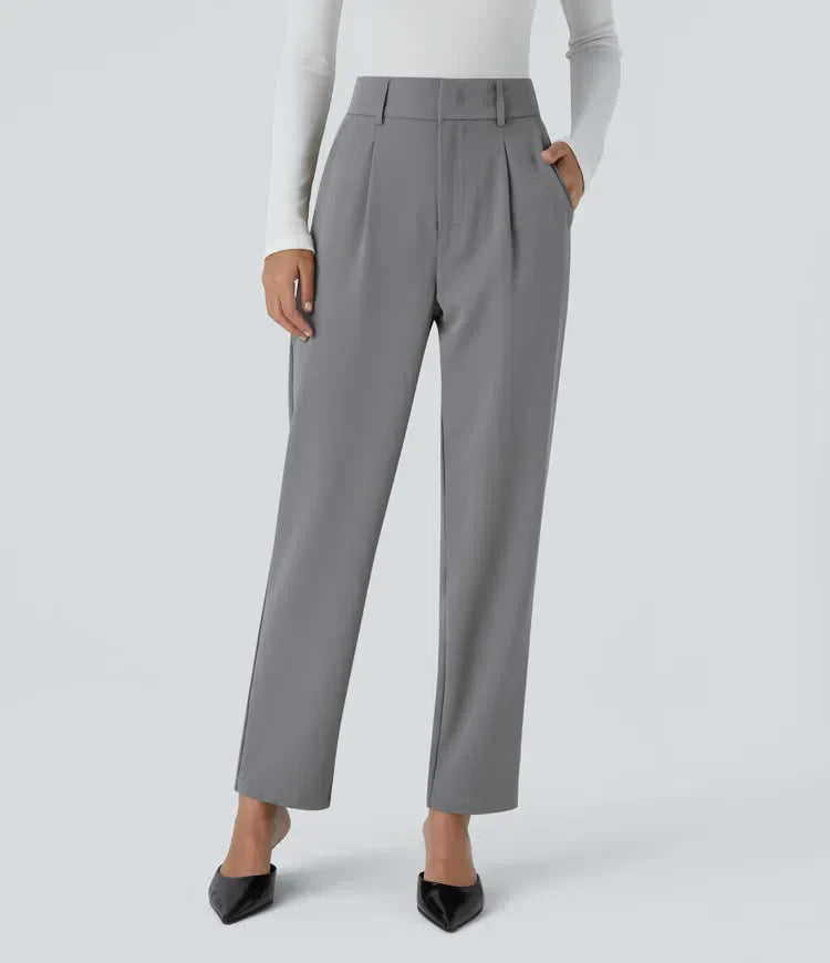 Hella | Women's High-Waisted Soft Stretch Trousers-Metro Lane Plaza