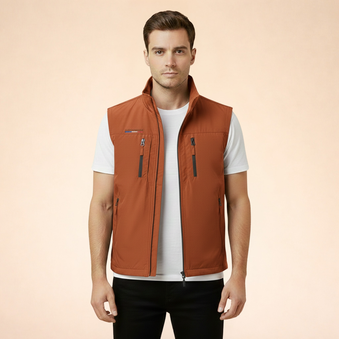 Kevin | Men's Lightweight Breathable Sleeveless Cargo Vest-Metro Lane Plaza