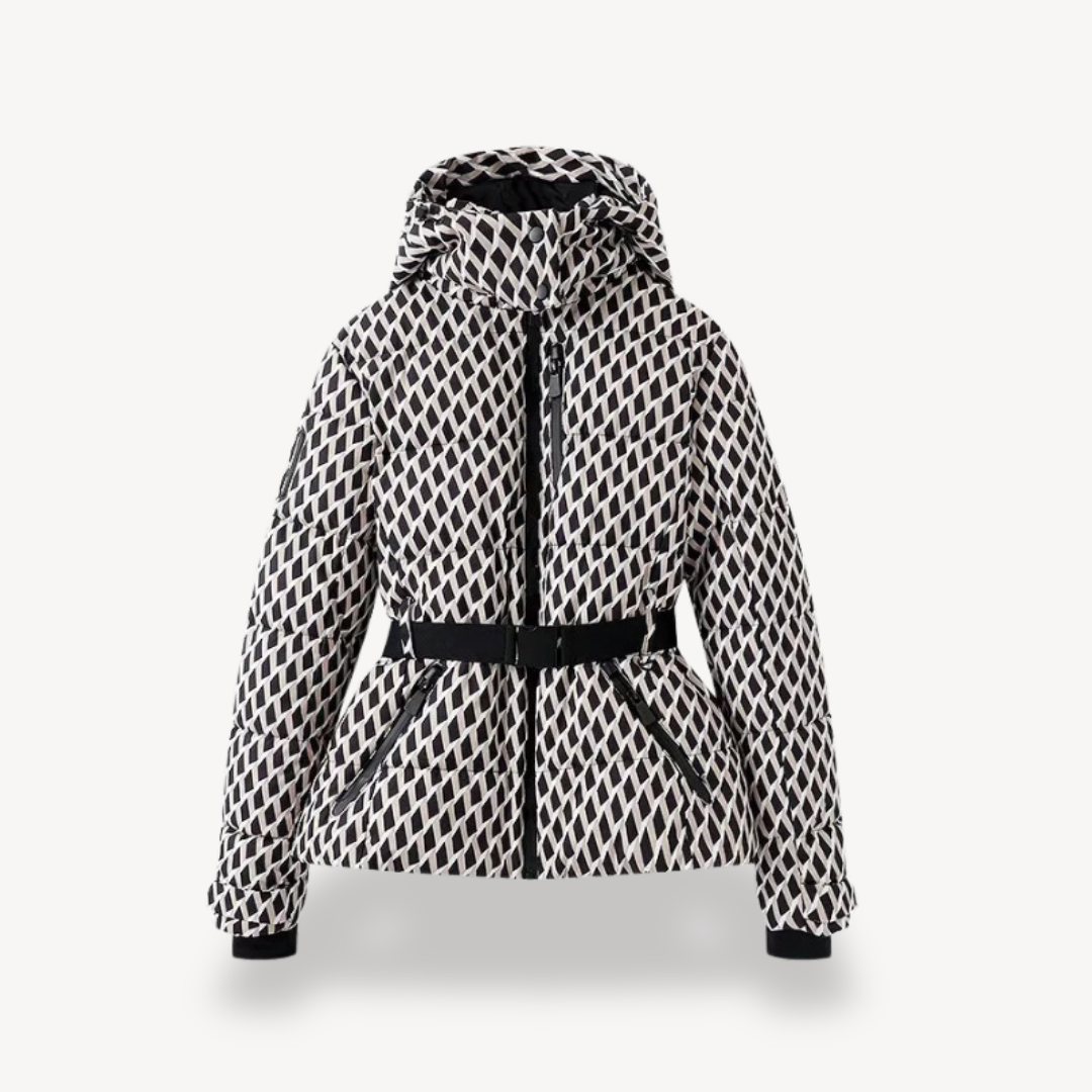 Damen-Steppjacke mit Kapuze und Gürtel