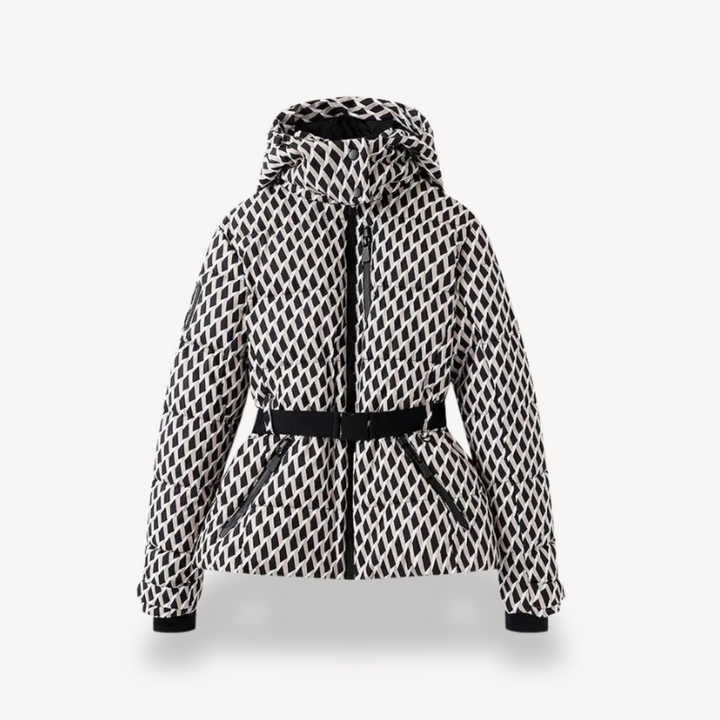 Damen-Steppjacke mit Kapuze und Gürtel