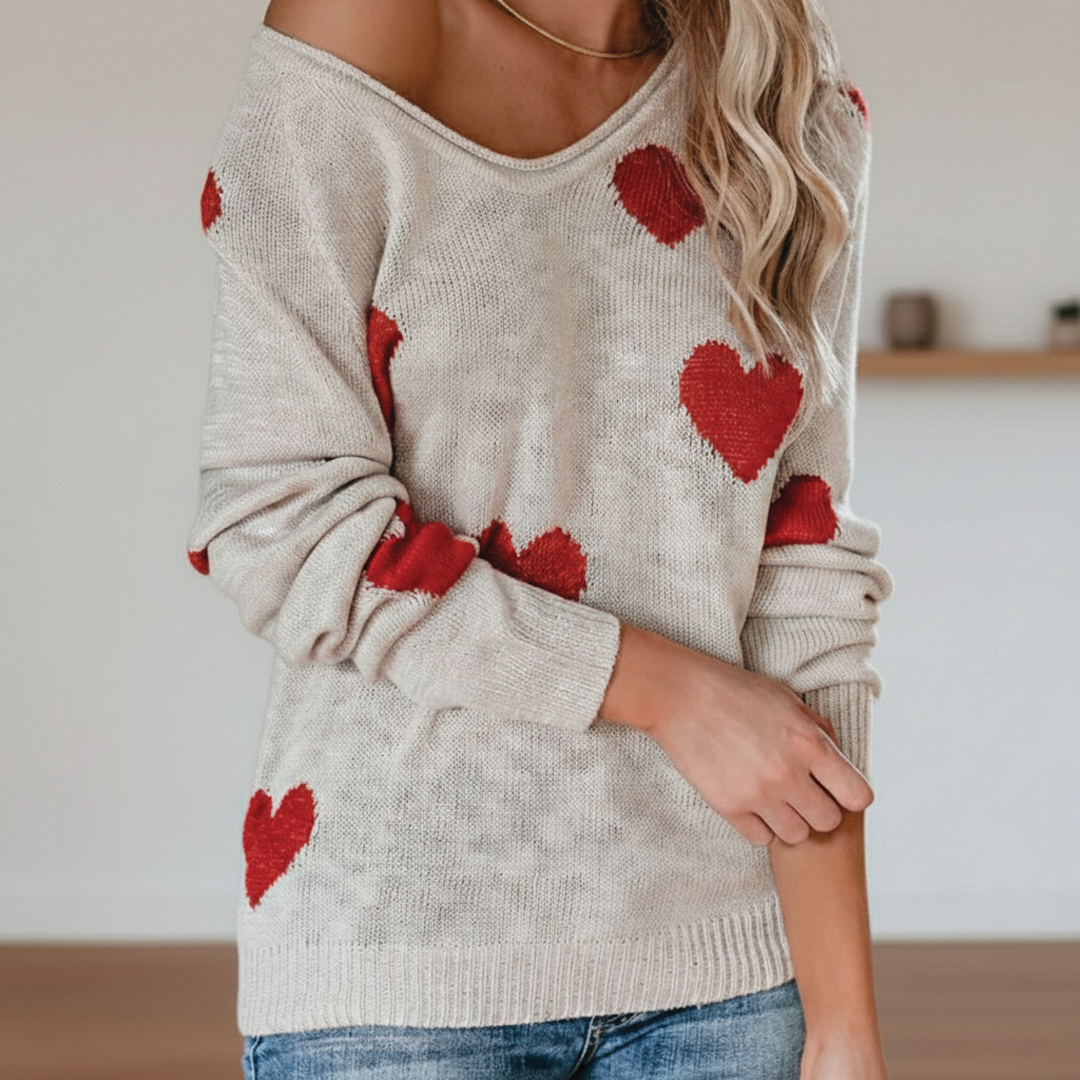 Damen-Strickpullover mit Herzmuster