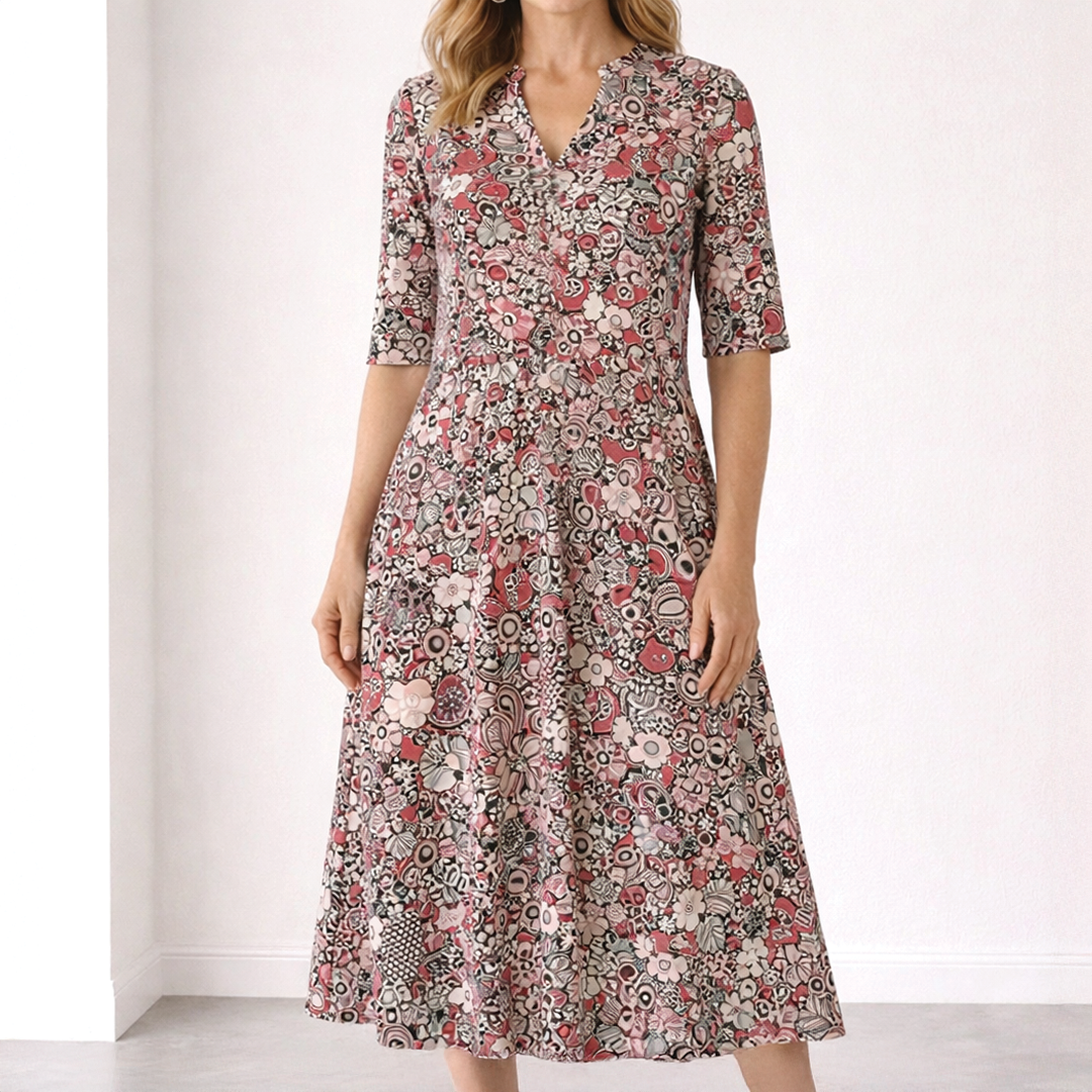 Lori | Stylish Button Midi Dress for Women-Metro Lane Plaza
