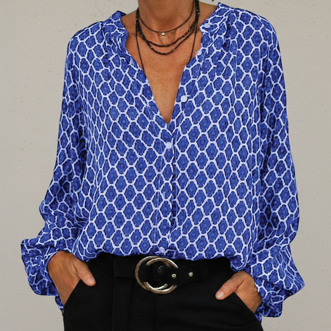 Autumn | Women's V-Neck Blouse-Metro Lane Plaza