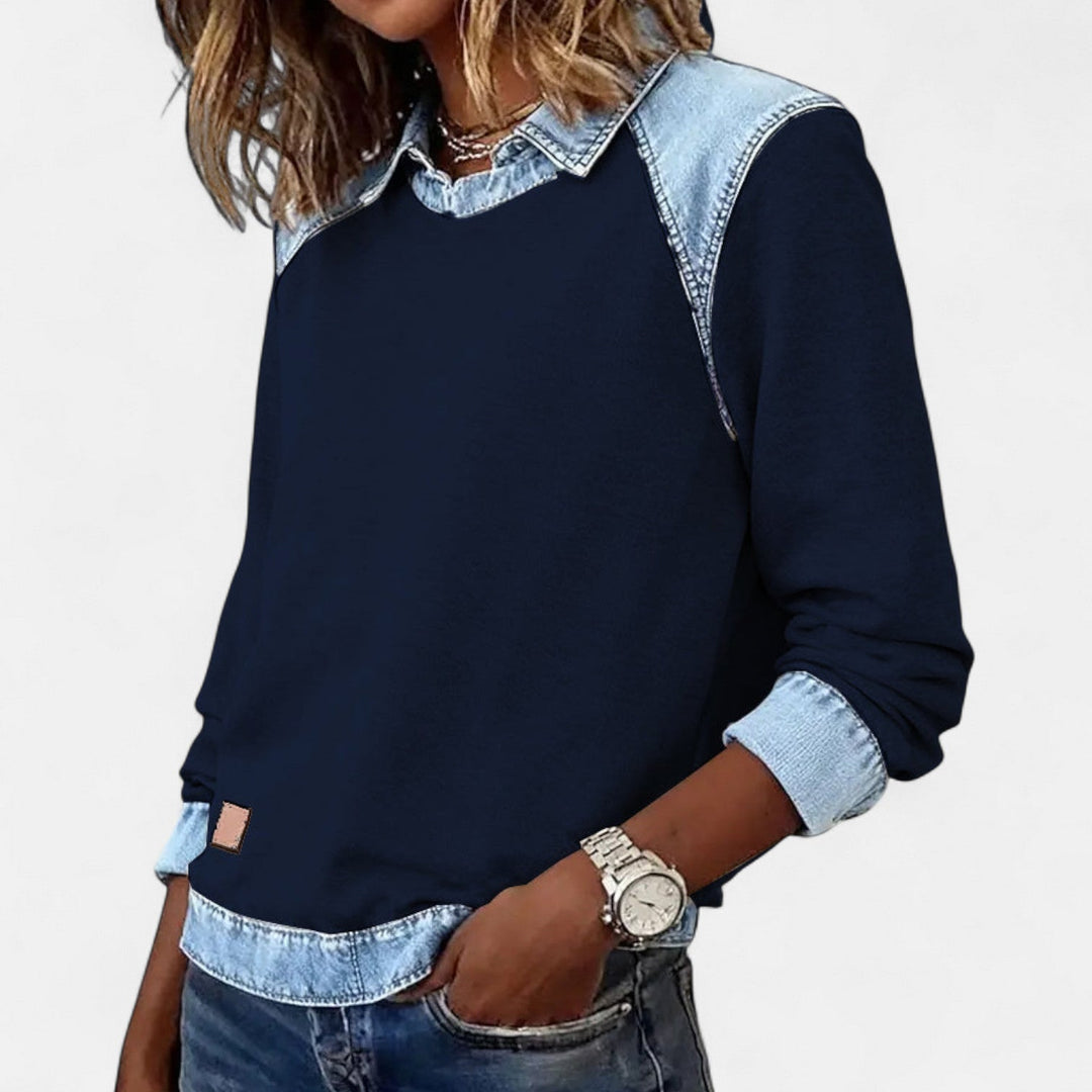 Ledig sweatshirt med långa ärmar för kvinnor