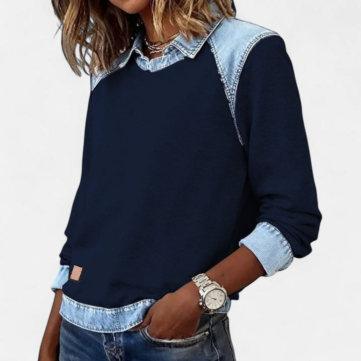 Ledig sweatshirt med långa ärmar för kvinnor
