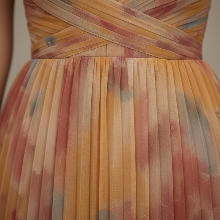 Gail | Women's Maxi Dress, Spaghetti Strap, V Neck, Printed Design-Metro Lane Plaza