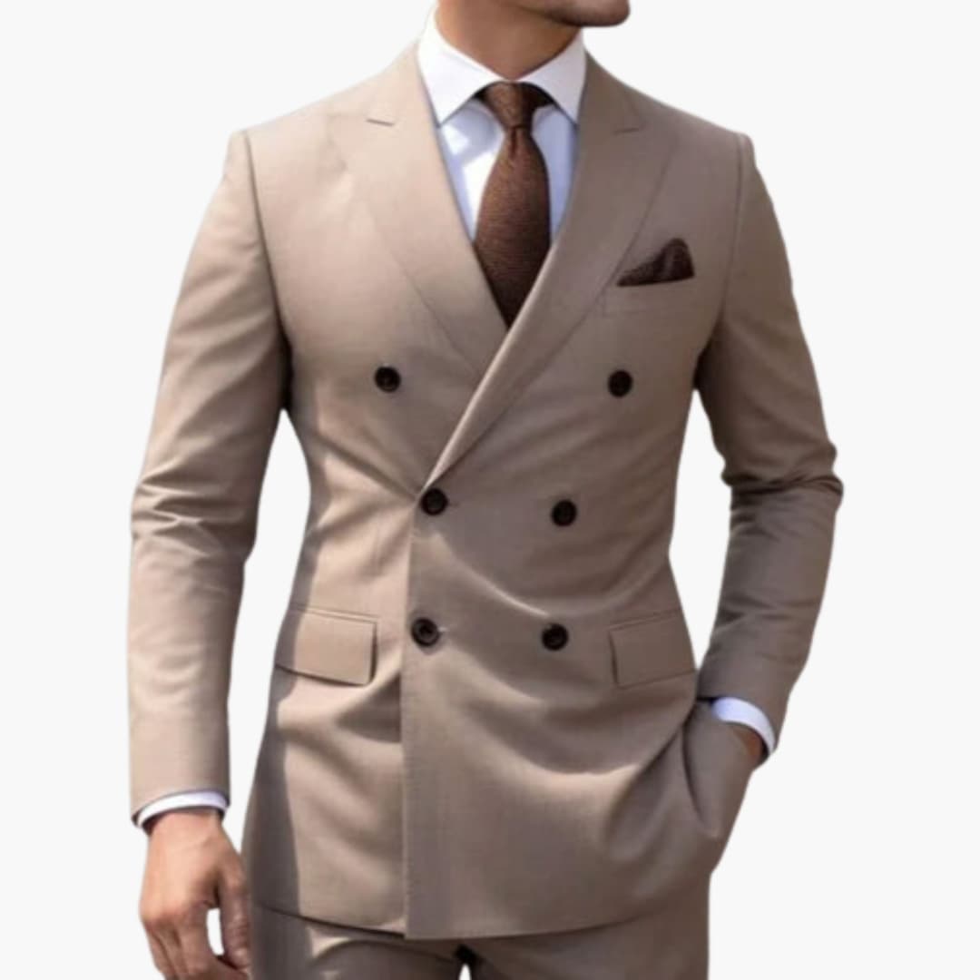 Men's Premium Double-Breasted Six-Button Two-Piece Suit-Metro Lane Plaza