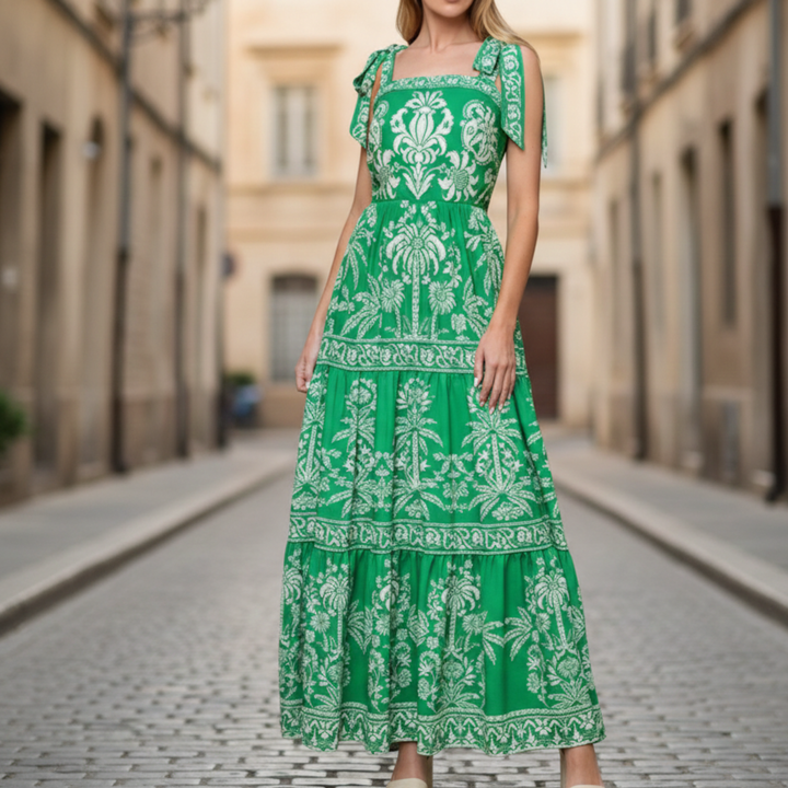 Monica | Women's Sleeveless Printed Maxi Dress-Metro Lane Plaza