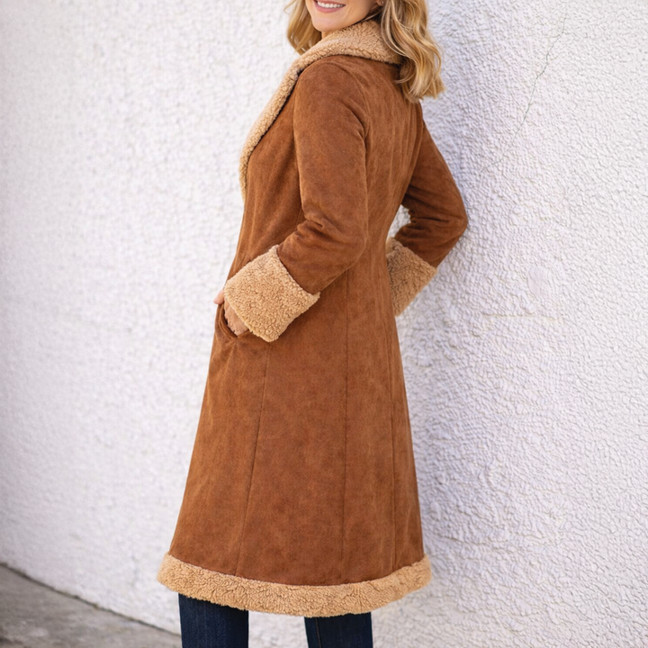 Women's Faux Fur Suede Trench Coat