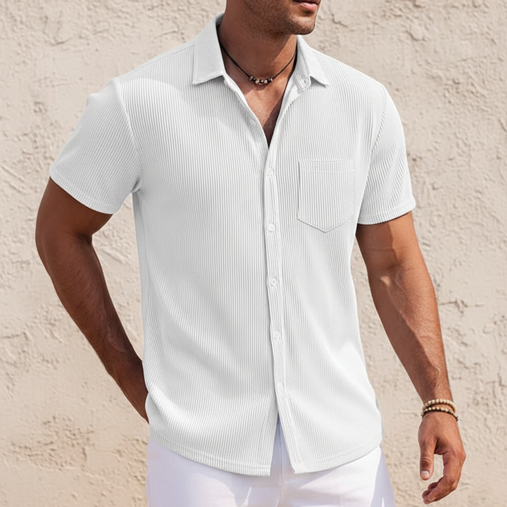 Ayden | Men's Striped Short Sleeve Casual Shirt-Metro Lane Plaza