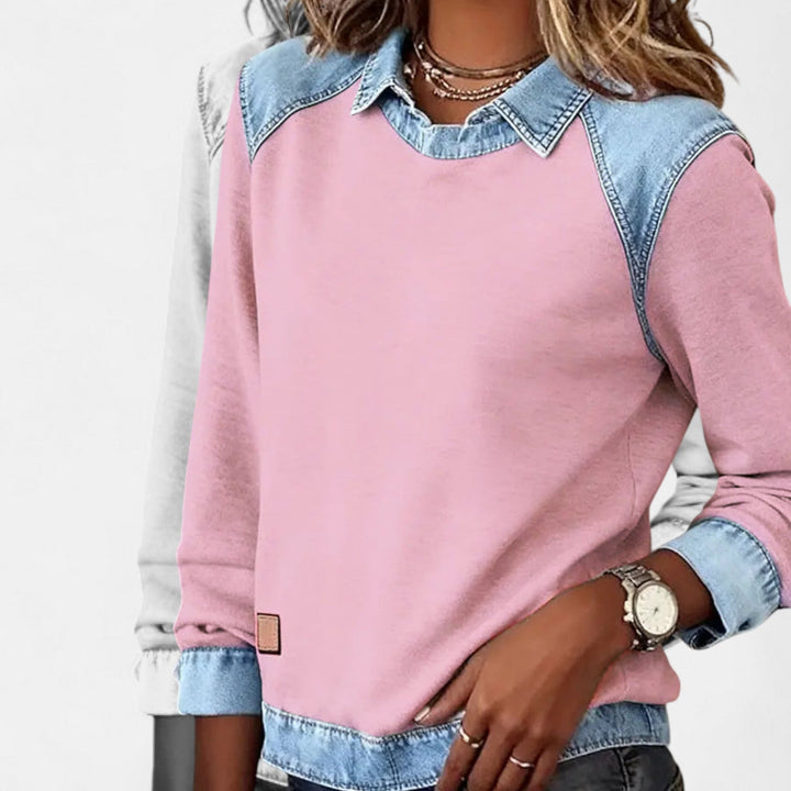 Ledig sweatshirt med långa ärmar för kvinnor