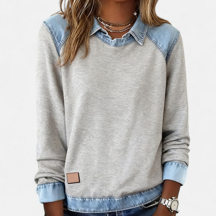 Ledig sweatshirt med långa ärmar för kvinnor