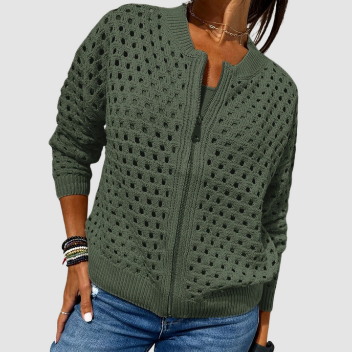 Damen-Premium-Cardigan mit Lochstrick