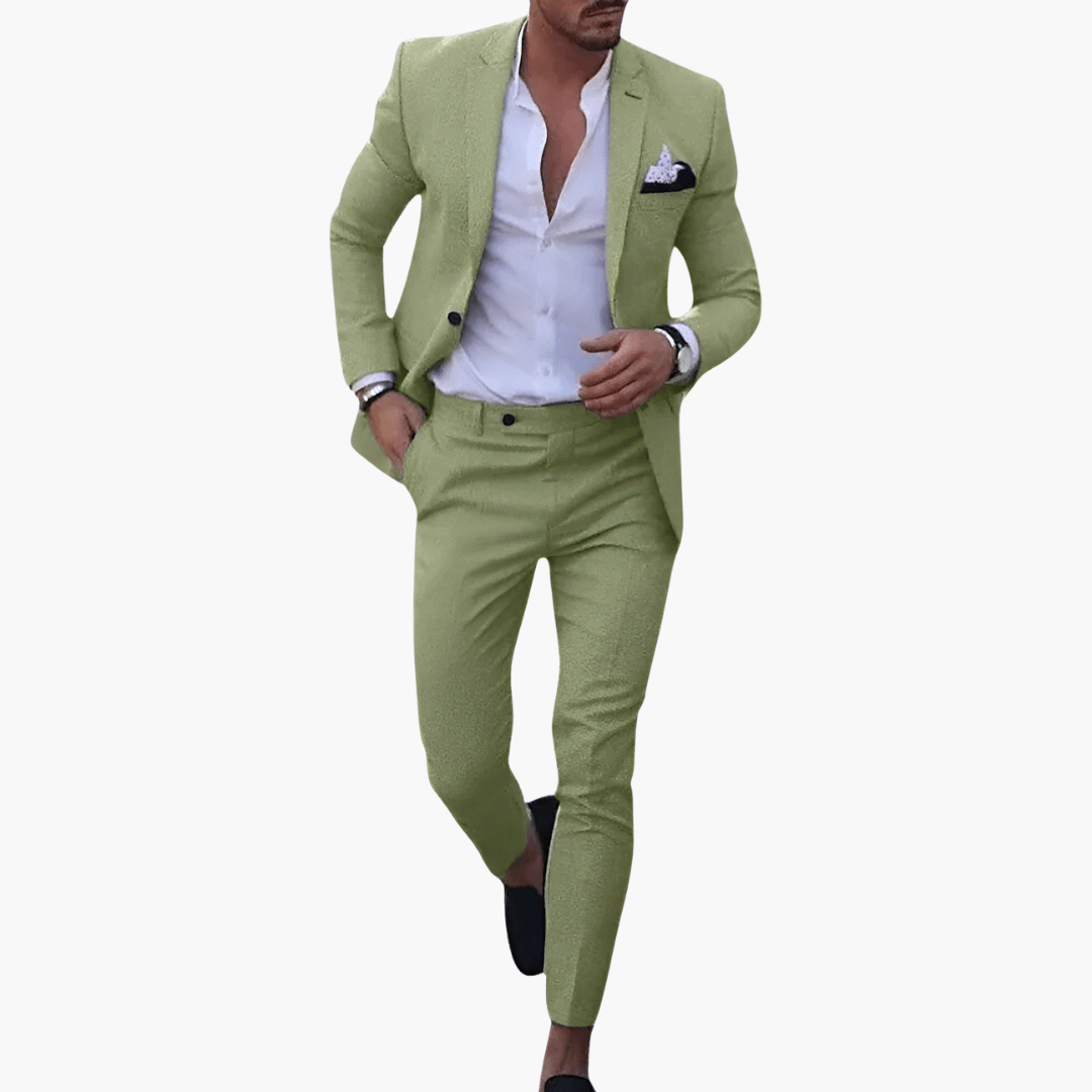 Men's Suit Set with Jacket and Tailored Slim Trousers