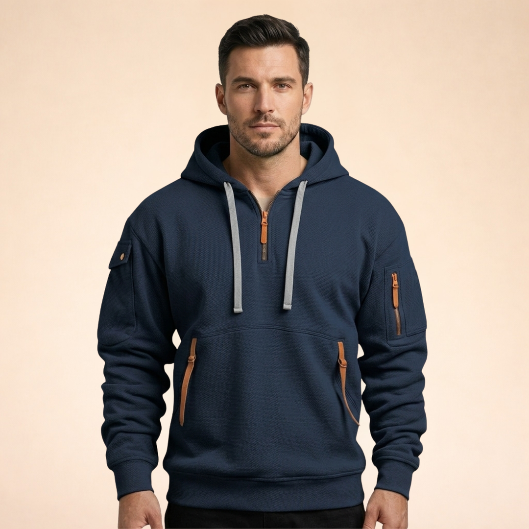 Daniel | Men's Comfortable Breathable Half-Zip Hoodie-Metro Lane Plaza