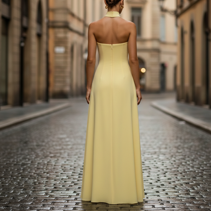 Kristen | Women's Strapless High Slit Maxi Dress - Elegant Evening Wear-Metro Lane Plaza