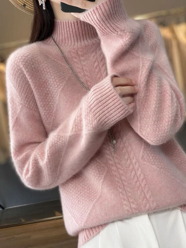 Kuscheliger Zopfmuster-Rollkragenpullover für Damen