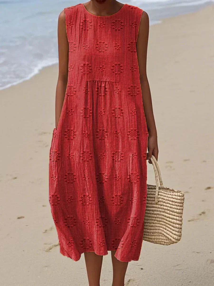 Women's Printed Midi Dress-Metro Lane Plaza