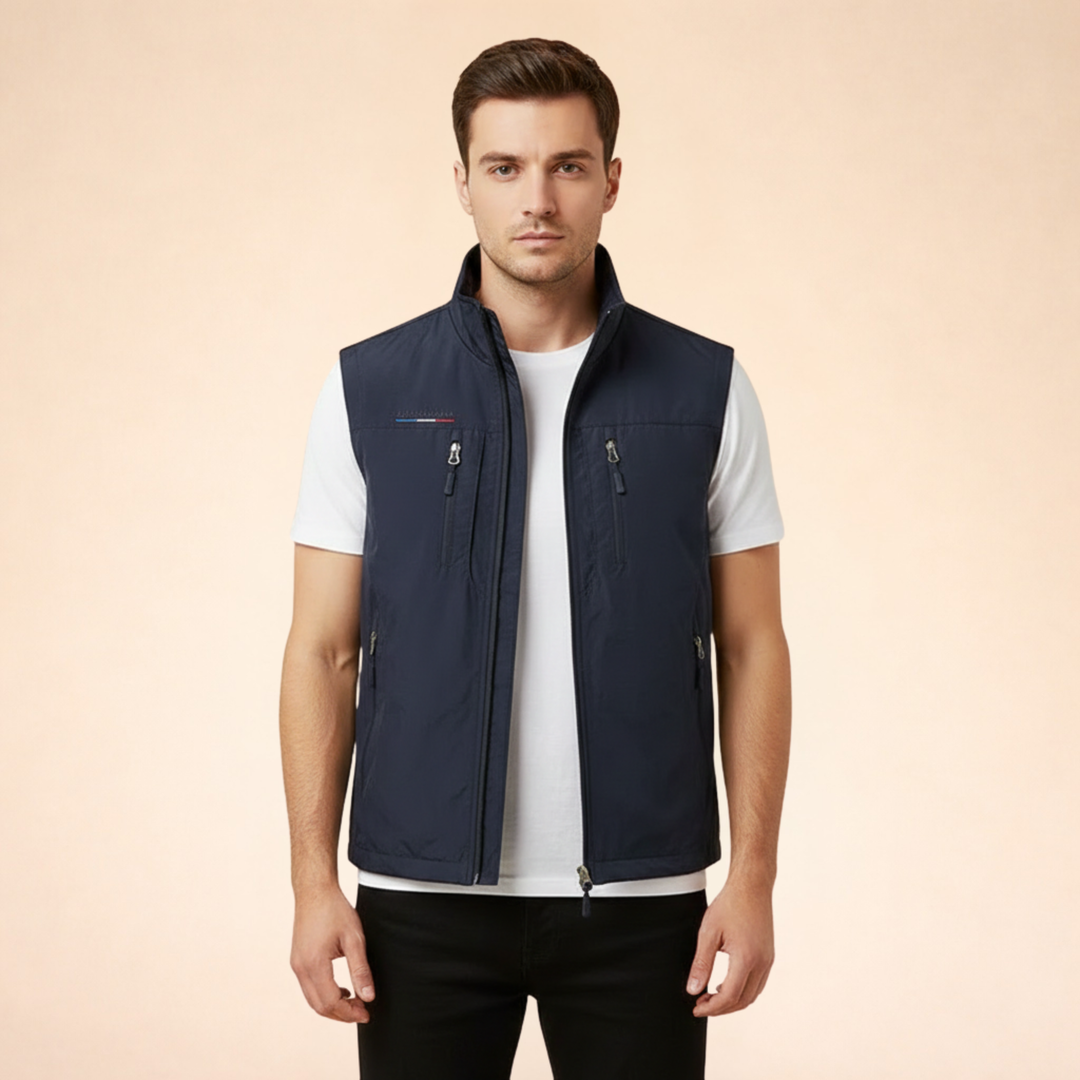 Kevin | Men's Lightweight Breathable Sleeveless Cargo Vest-Metro Lane Plaza