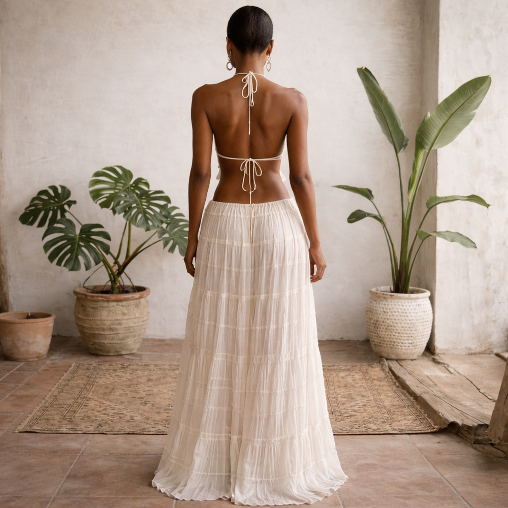 Emma | Women's 2-Piece Maxi Dress Set with Open Back-Metro Lane Plaza