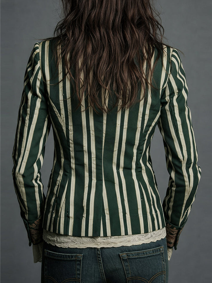 Women's Classic Retro Bohemian Striped Blazer