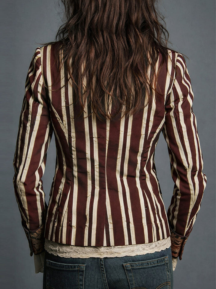 Women's Classic Retro Bohemian Striped Blazer