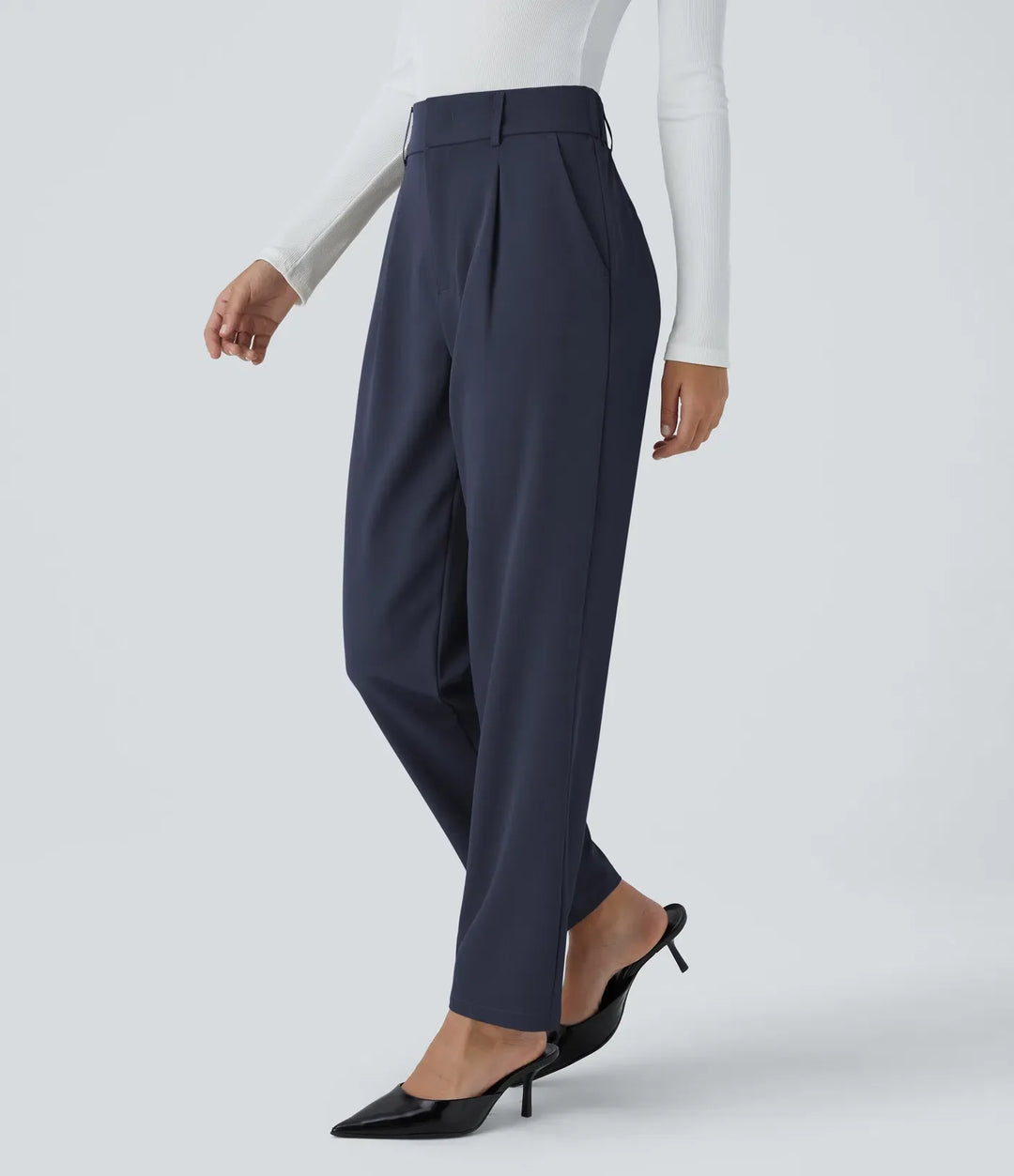 Hella | Women's High-Waisted Soft Stretch Trousers-Metro Lane Plaza