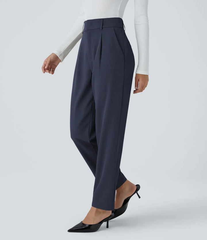 Hella | Women's High-Waisted Soft Stretch Trousers-Metro Lane Plaza