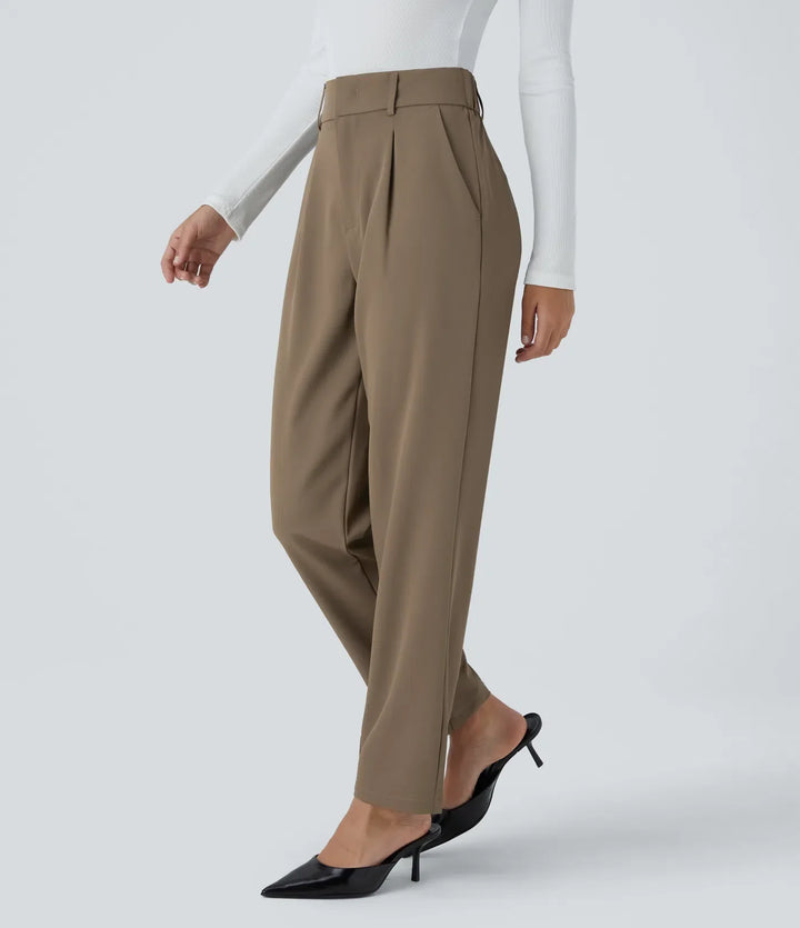 Hella | Women's High-Waisted Soft Stretch Trousers-Metro Lane Plaza