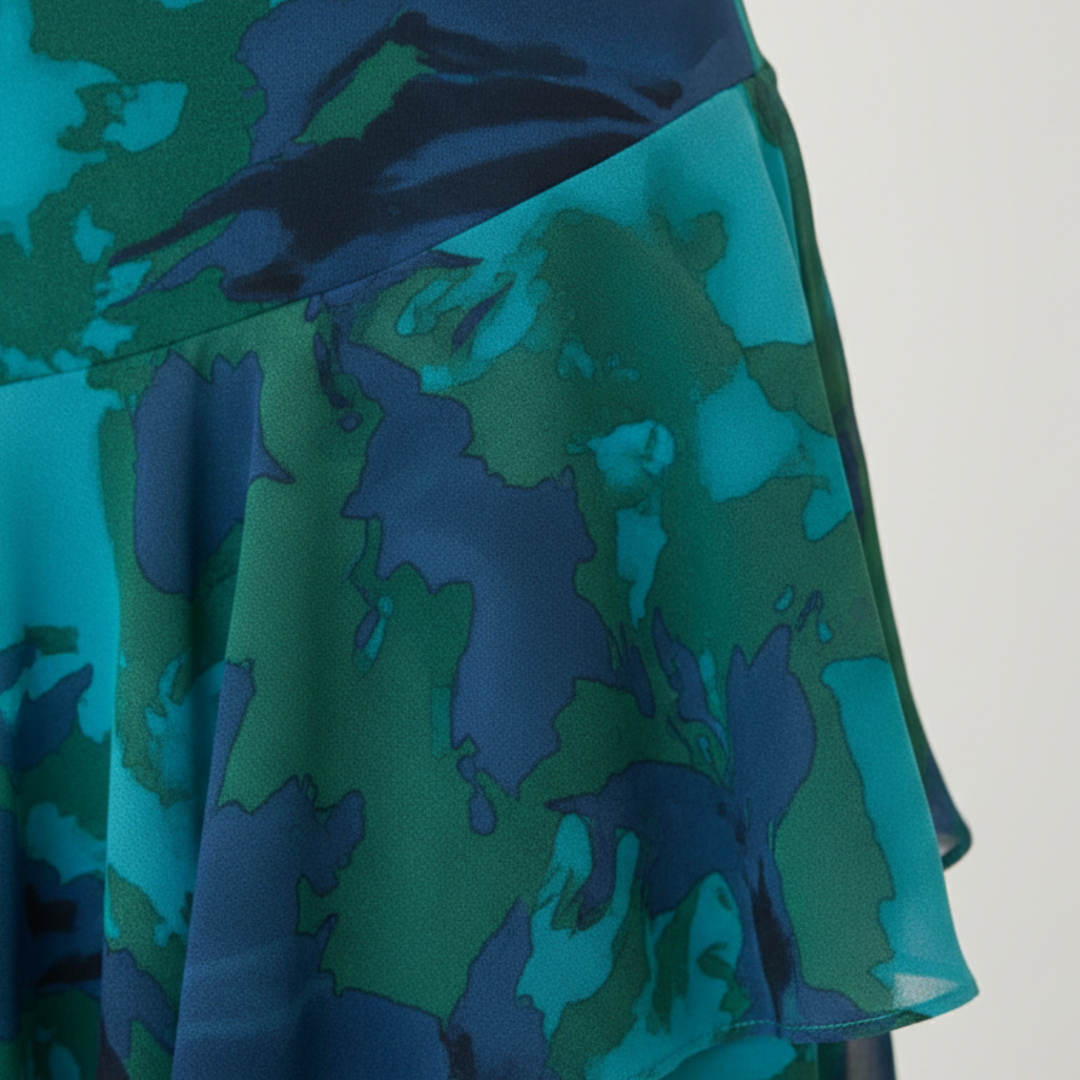 Jill | Women's Floral Print Maxi Dress with Ruffle V-Neck-Metro Lane Plaza