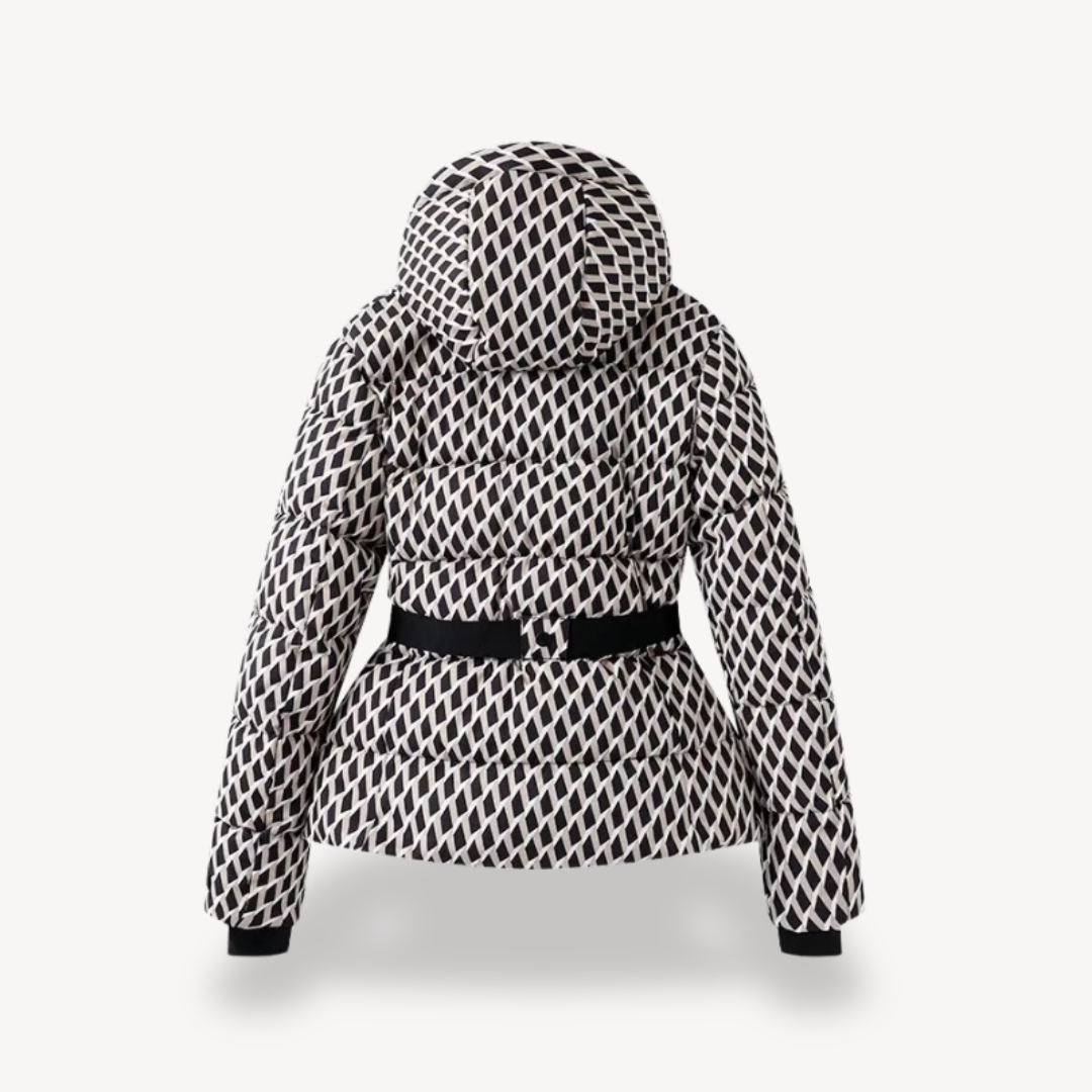 Damen-Steppjacke mit Kapuze und Gürtel