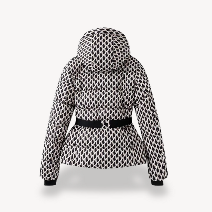 Damen-Steppjacke mit Kapuze und Gürtel