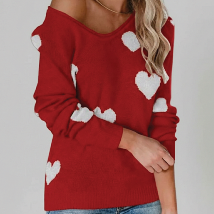 Damen-Strickpullover mit Herzmuster