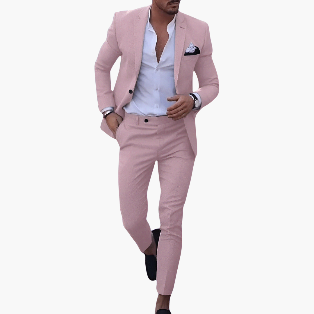 Men's Suit Set with Jacket and Tailored Slim Trousers