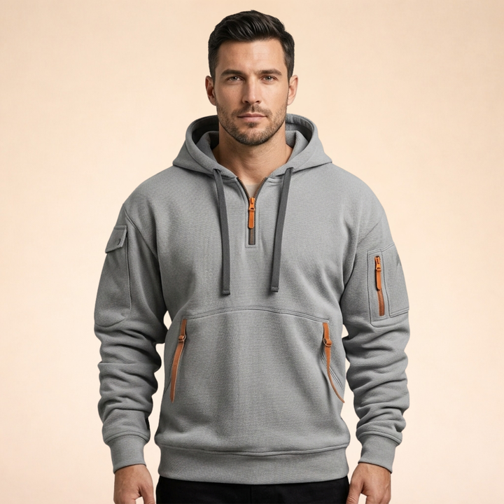 Daniel | Men's Comfortable Breathable Half-Zip Hoodie-Metro Lane Plaza