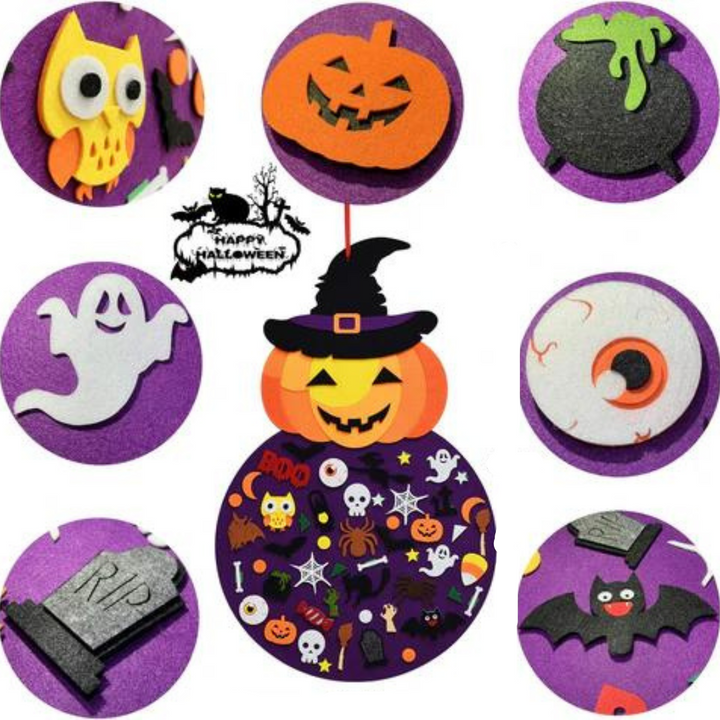Tabellone in feltro da donna per Halloween con oltre 50 pezzi e design da appendere alla parete