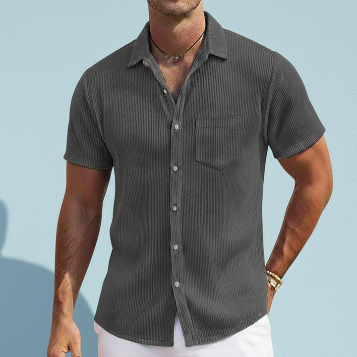 Ayden | Men's Striped Short Sleeve Casual Shirt-Metro Lane Plaza