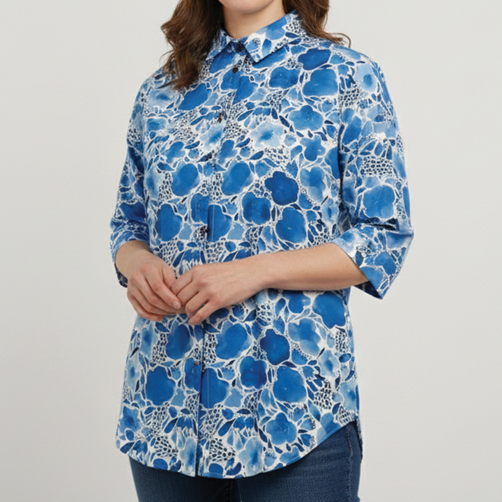 Rachel | Women's Button-Down Summer Blouse-Metro Lane Plaza
