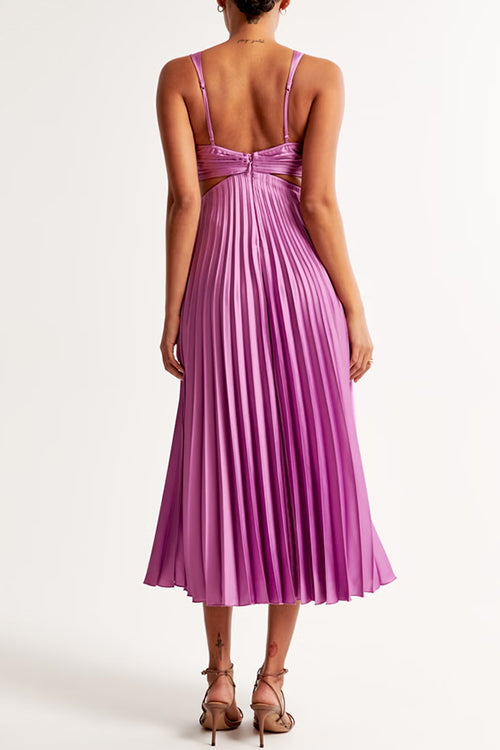 Women's Elegant Pleated Maxi Dress with Flattering Silhouette-Metro Lane Plaza