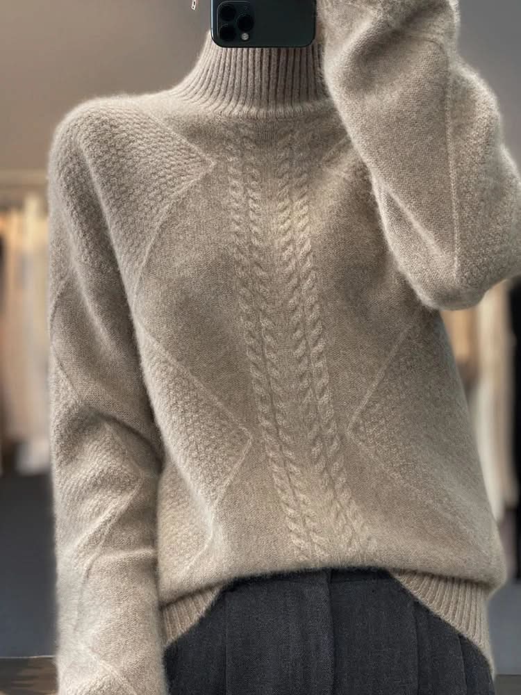 Kuscheliger Zopfmuster-Rollkragenpullover für Damen