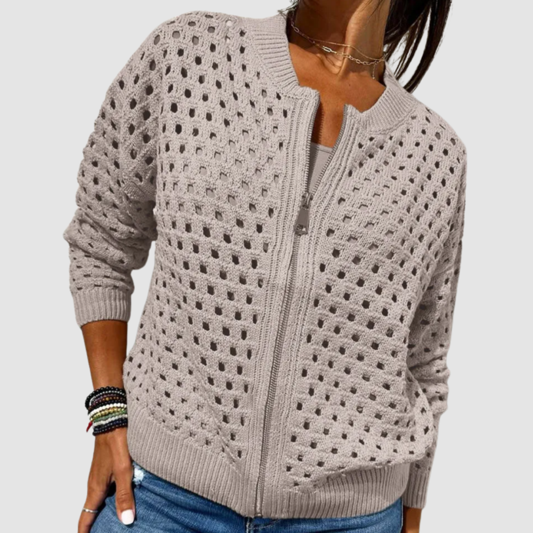 Damen-Premium-Cardigan mit Lochstrick